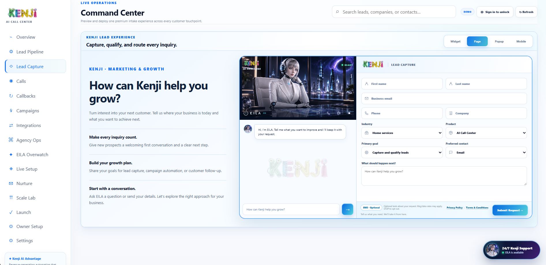 Kenji lead capture and front office experience