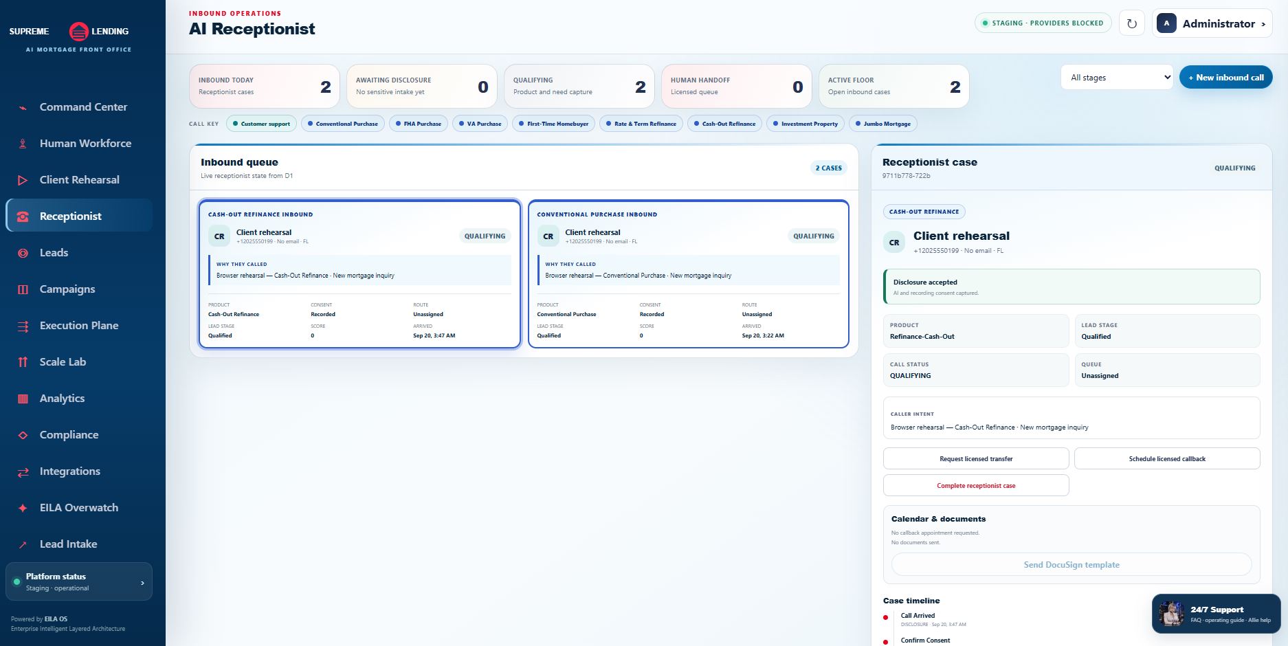 Mortgage deployment workspace
