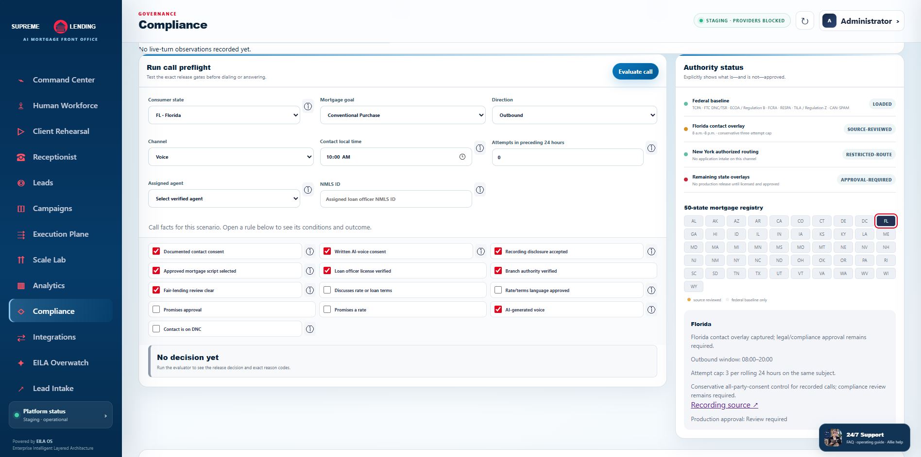 Mortgage compliance preflight workspace