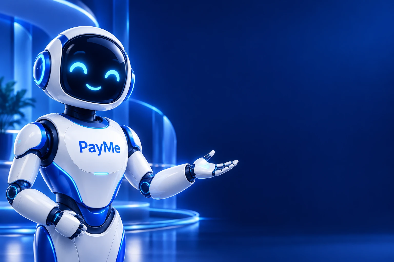 Friendly smiling PayMe robot