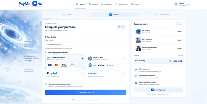 PayMe payments and billing workspace