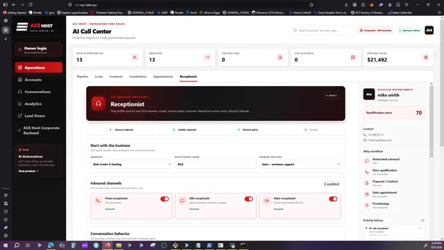 AI receptionist front-office interface